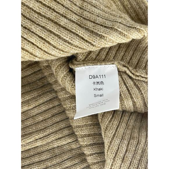 Khaki Ribbed Knit Pullover Crew Neck Long Sleeve Sweater Women's Size Small - Picture 6 of 6